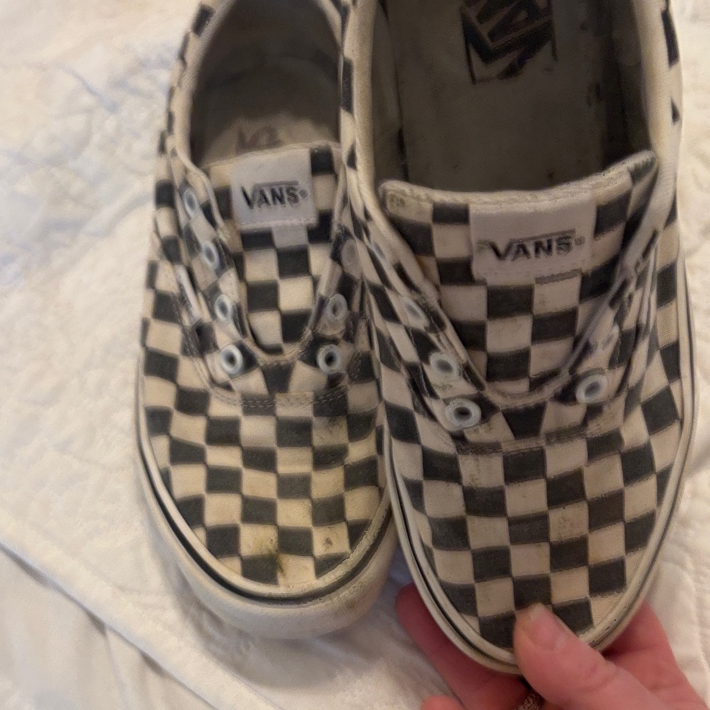 Vans women’s Black and White Checkered Sneakers - Picture 2 of 3